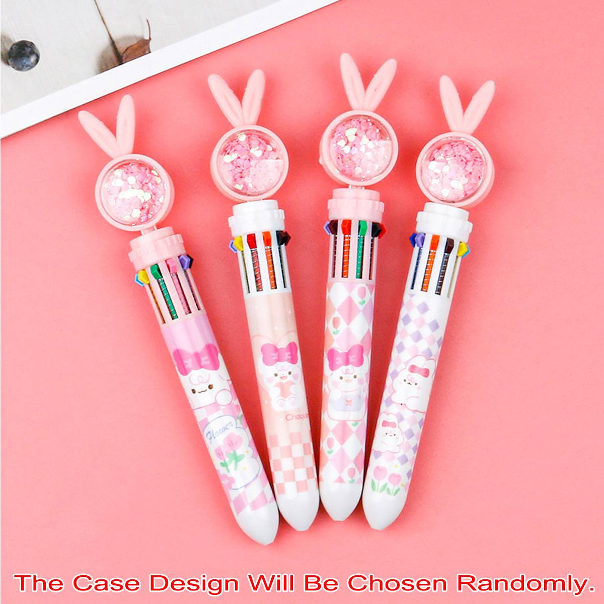 10 Colour Cartoon Push-Click Ballpoint Pen
