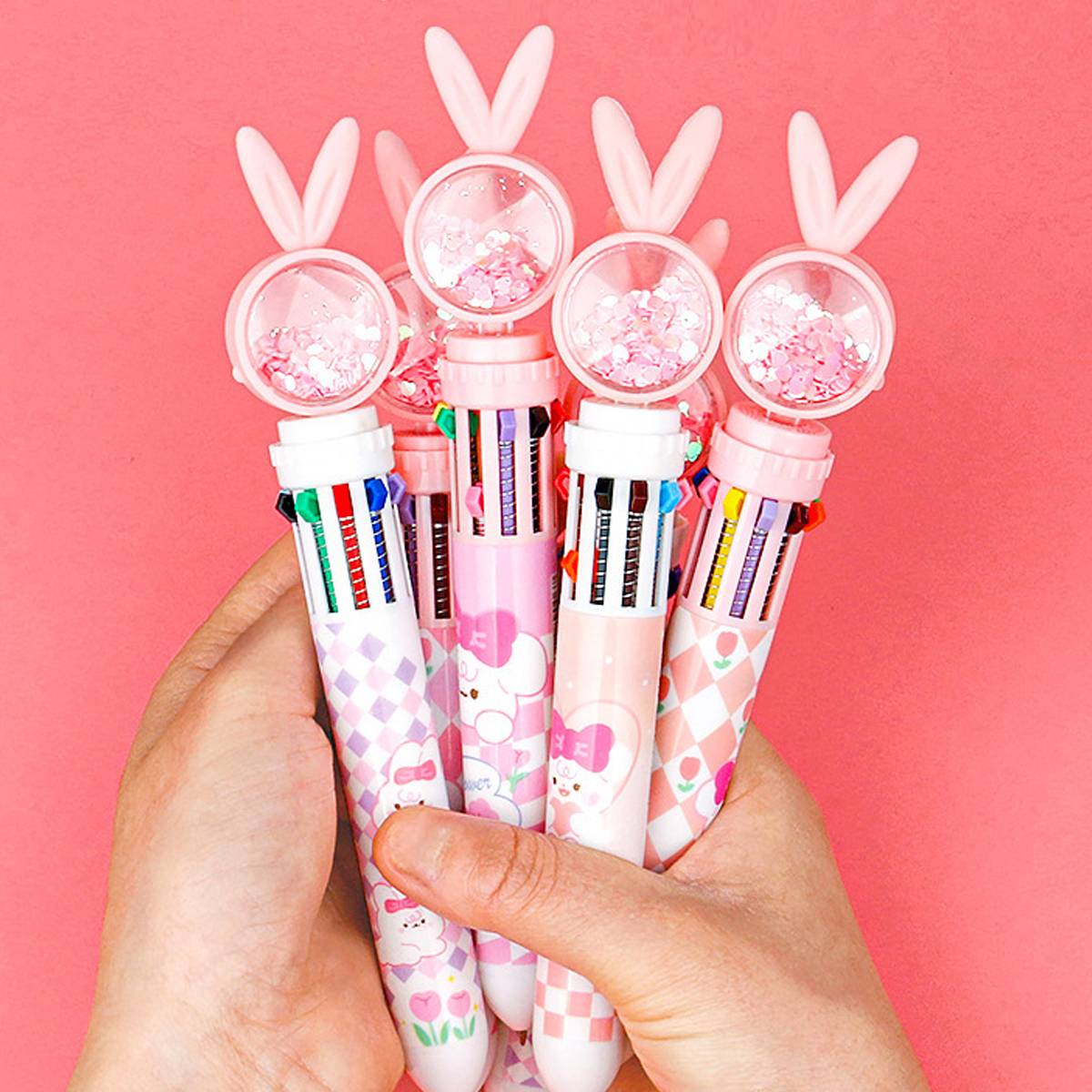 10 Colour Cartoon Push-Click Ballpoint Pen