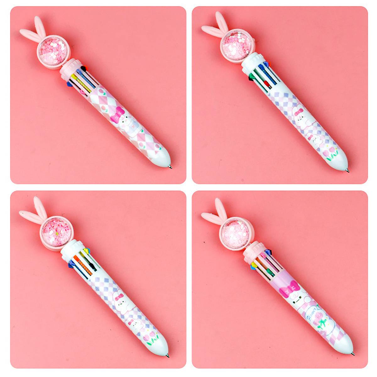 10 Colour Cartoon Push-Click Ballpoint Pen