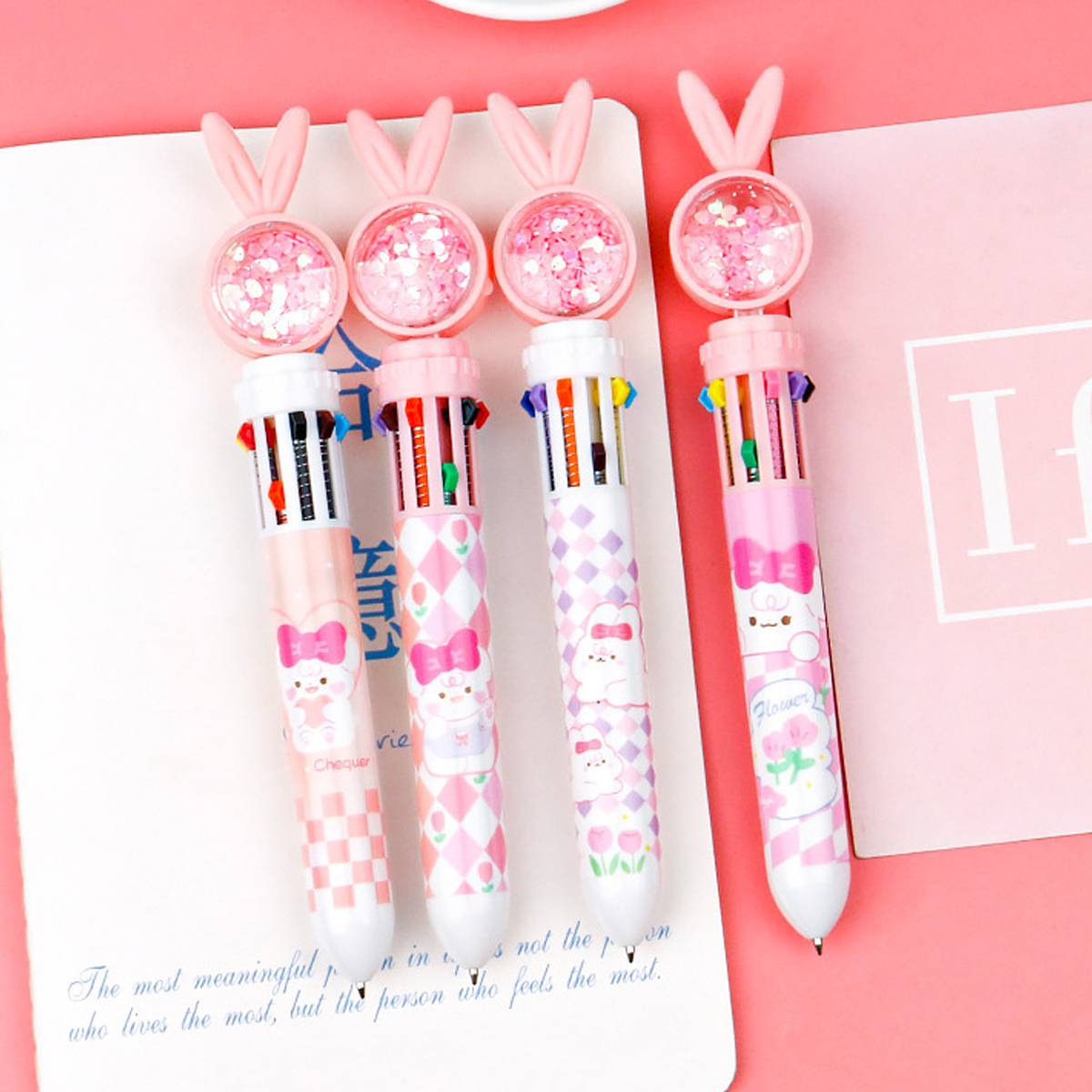10 Colour Cartoon Push-Click Ballpoint Pen