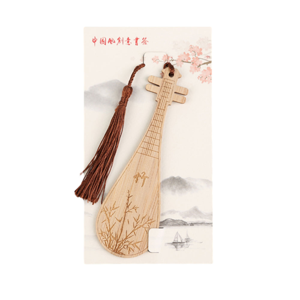 Bamboo Bookmark Chinese Style Instrument and Fan Shape
