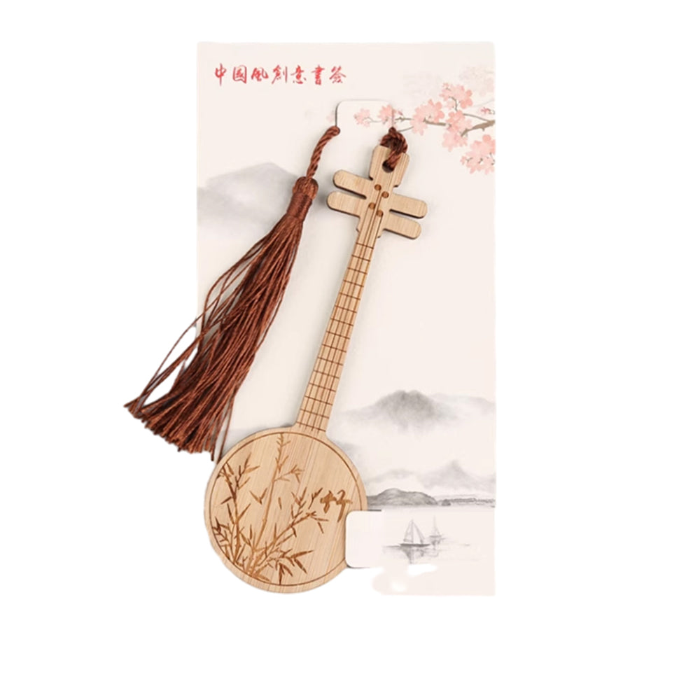 Bamboo Bookmark Chinese Style Instrument and Fan Shape