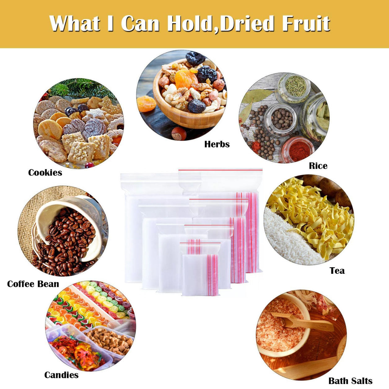 120μm  Zip Lock Plastic Bags Thick Clear Resealable