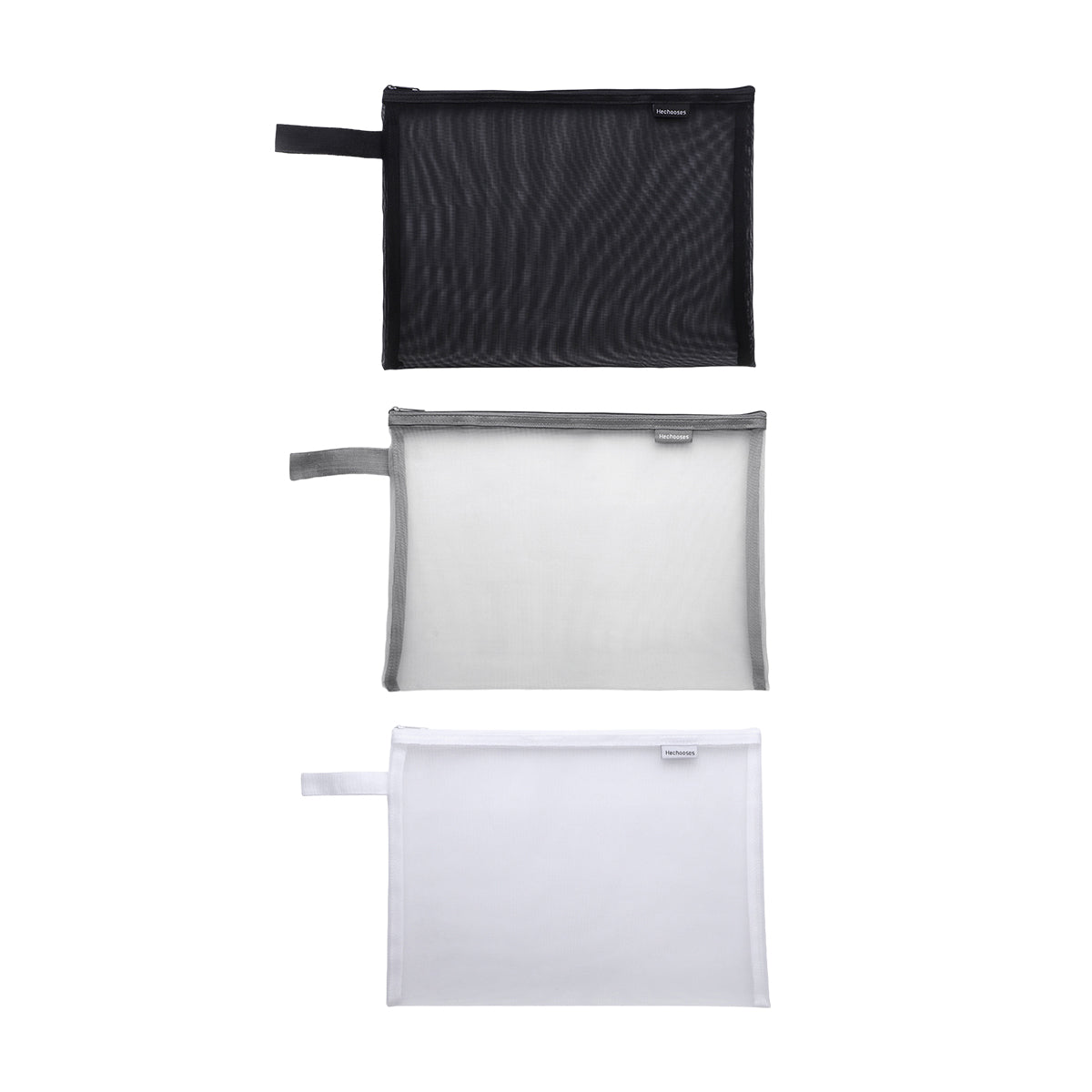10 Pcs Mesh Zipper Document Bags Nylon Transparent 3 Colours