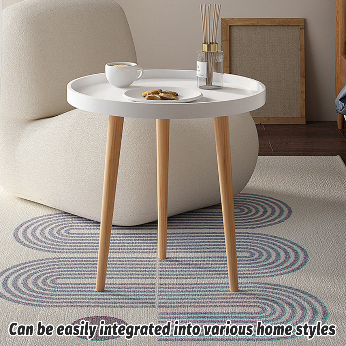 Simple Round Side Table with Stable Legs for Office Break Rooms