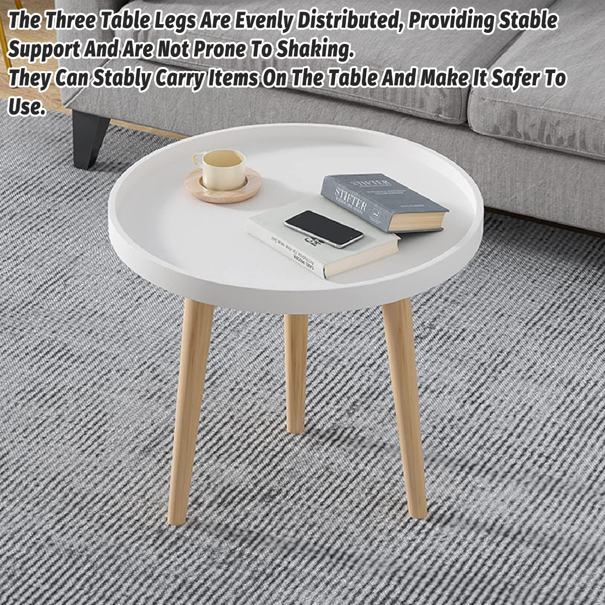Simple Round Side Table with Stable Legs for Office Break Rooms