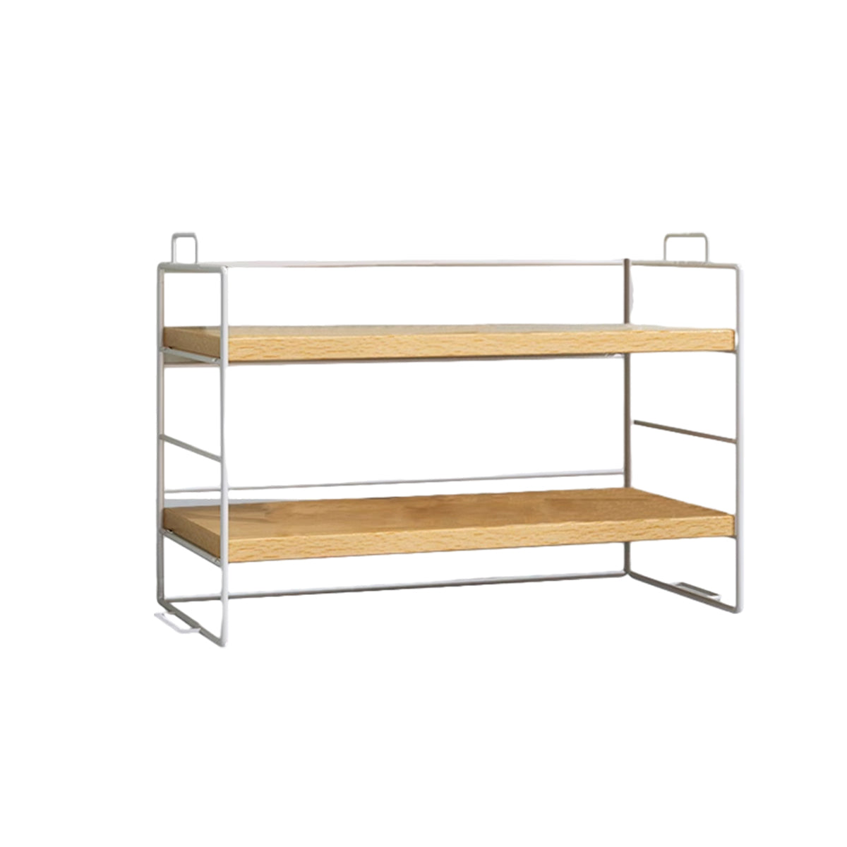 2-Tier Desktop Shelf Metal Frame and Wood Shelves
