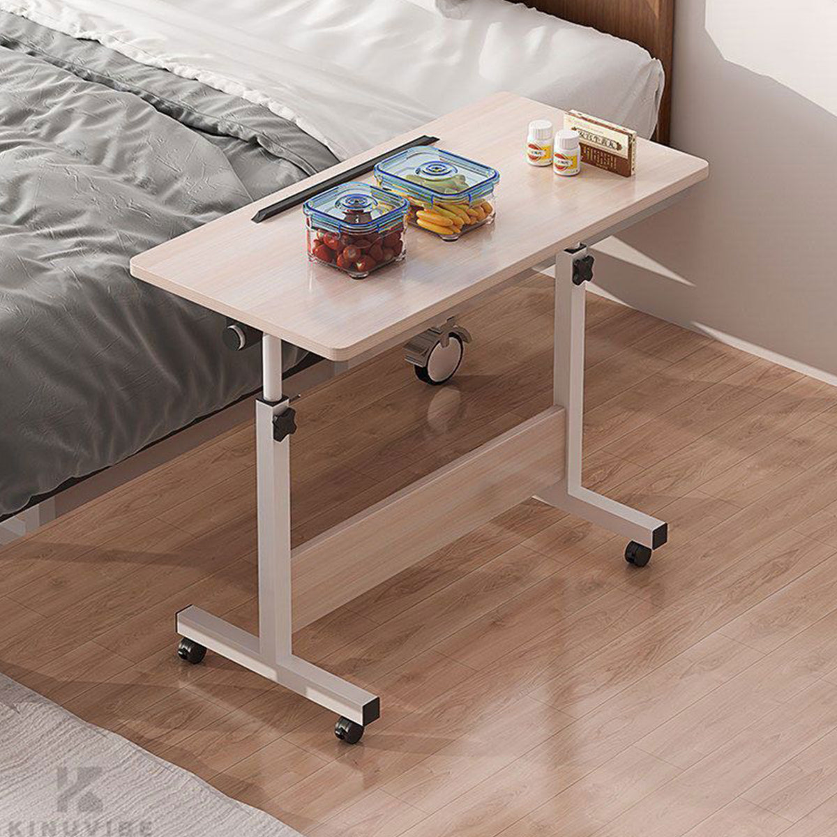Moveable Foldable Table with Wheels Adjustable Height