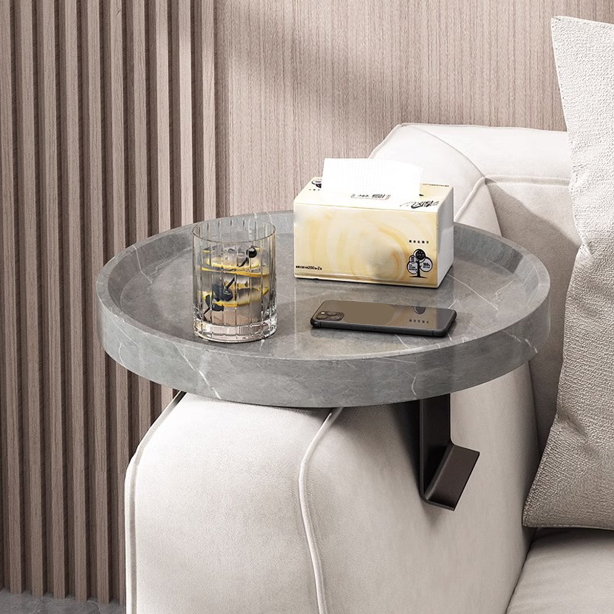 Adjustable Sofa Side Table with Marble Top