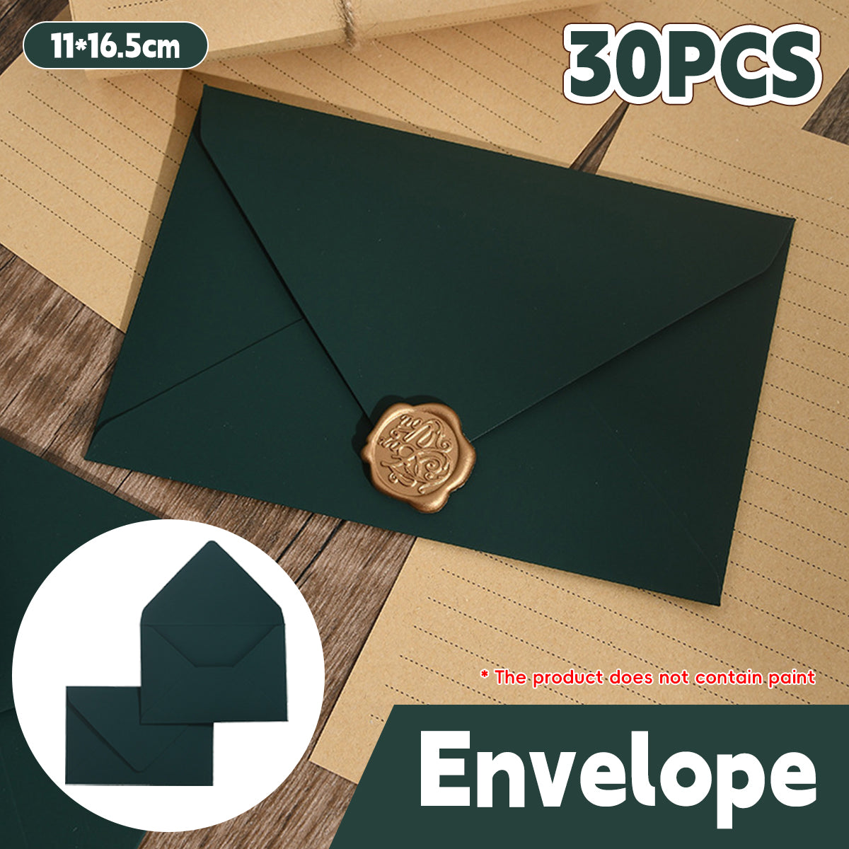 30 Pcs Dark Green Envelopes 200gsm for Invitations
