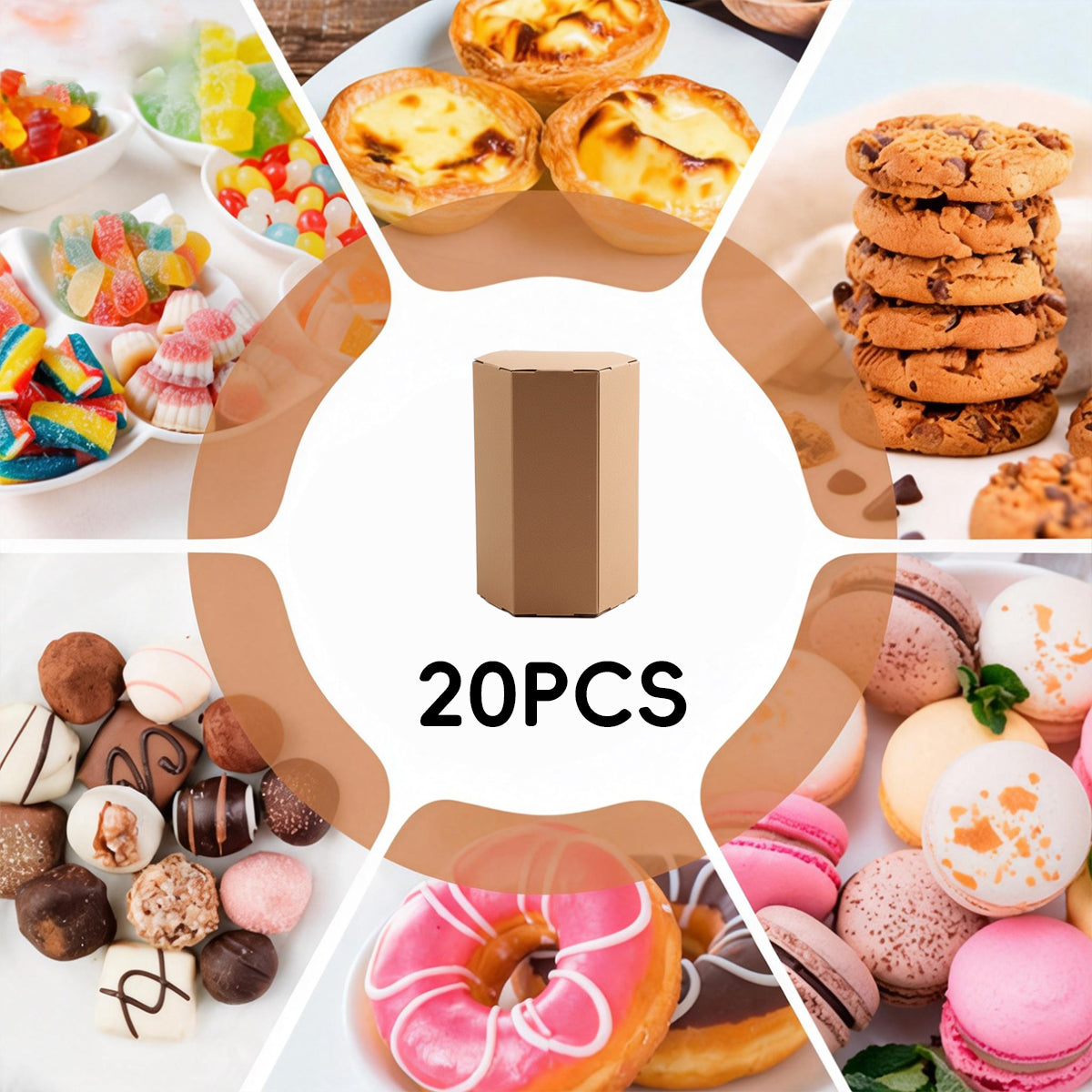 20pcs Kraft Paper Hexagon Gift Boxes for Parties