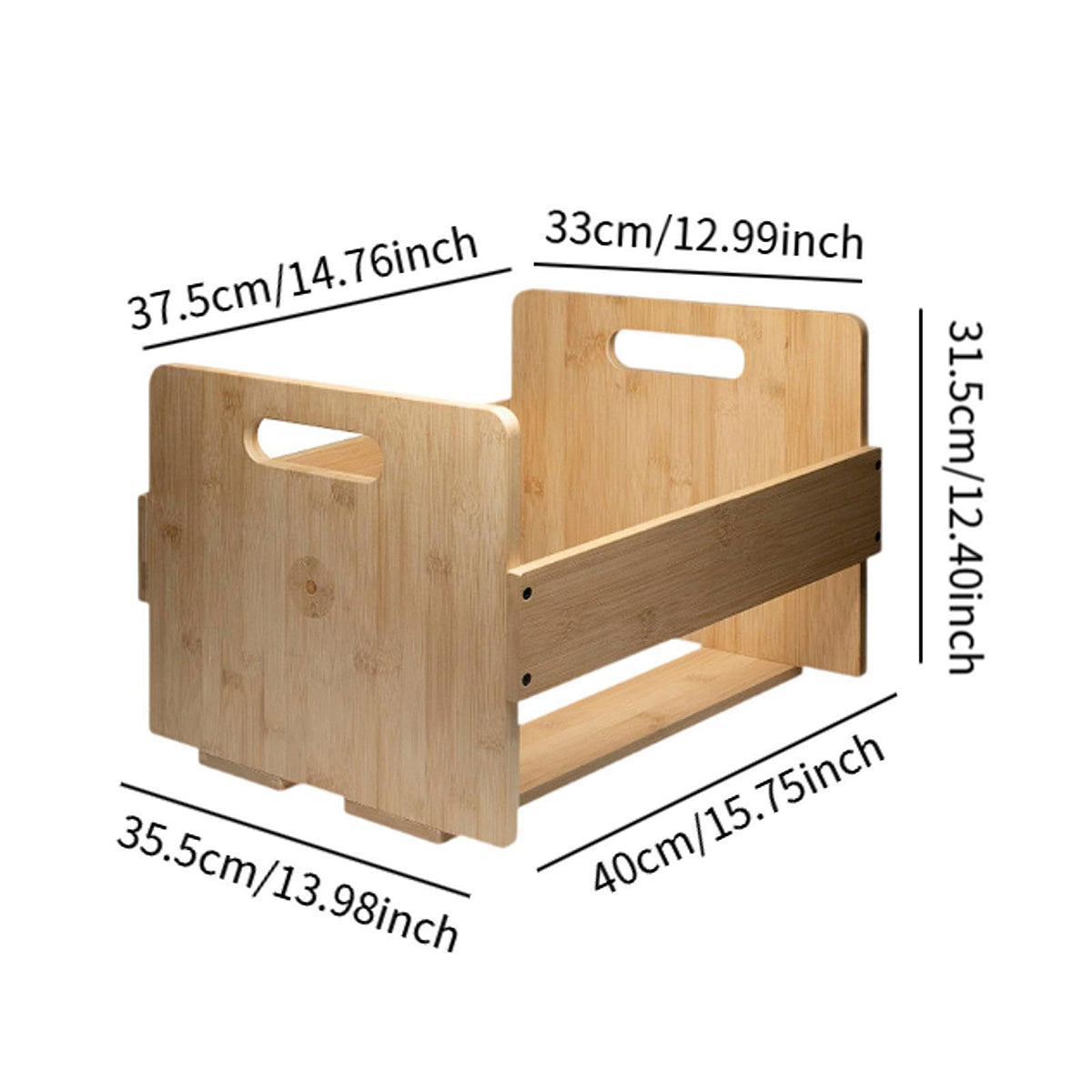 Bamboo Wood Vinyl Record Stand with Carry Handles