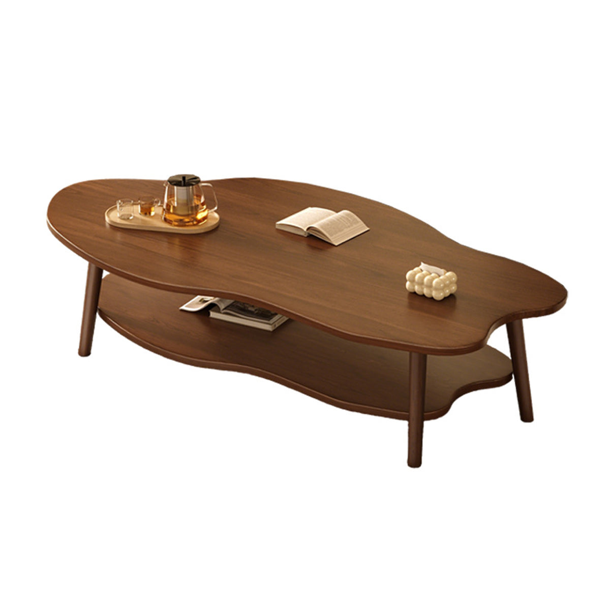 Double-Tiered Coffee Table with Organic Shape