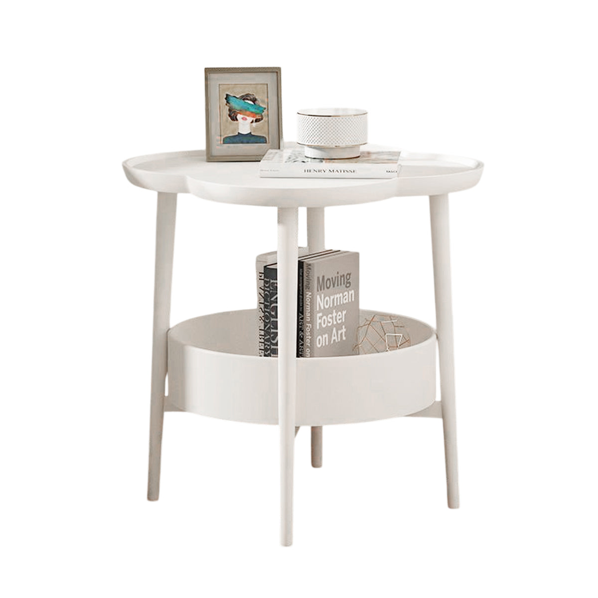Double Layer Side Table Coffee Table with Clover Top for Break Room