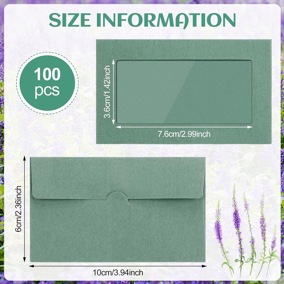 100 Pcs Kraft Window Envelopes Self-Seal