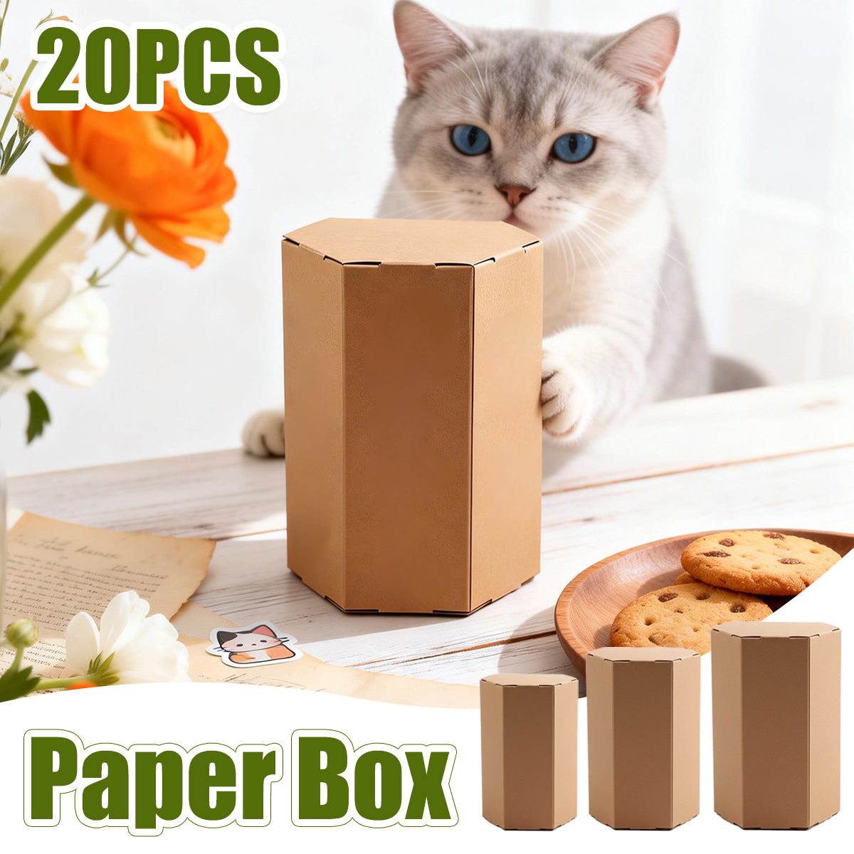 20pcs Kraft Paper Hexagon Gift Boxes for Parties