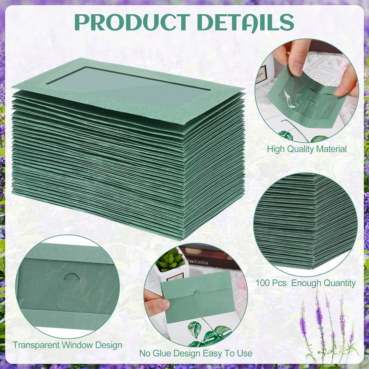 100 Pcs Kraft Window Envelopes Self-Seal