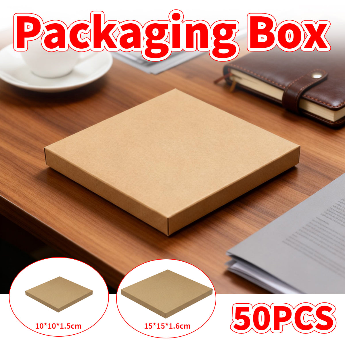 50pcs Brown Kraft Paper Shipping Boxes 2 Sizes