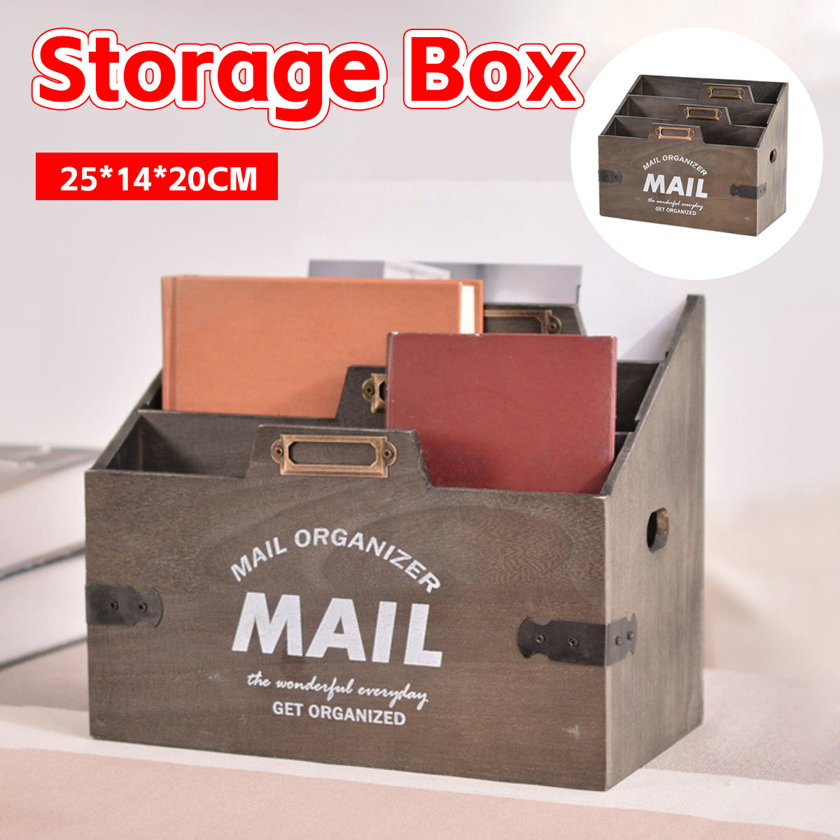 Vintage 3-Layer Wooden Desk Storage Box