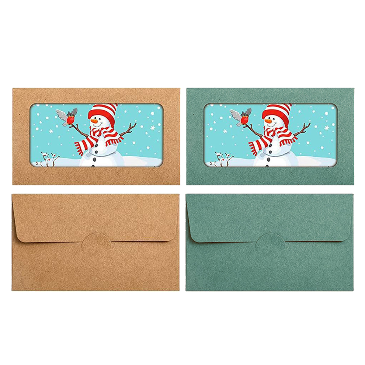 100 Pcs Kraft Window Envelopes Self-Seal