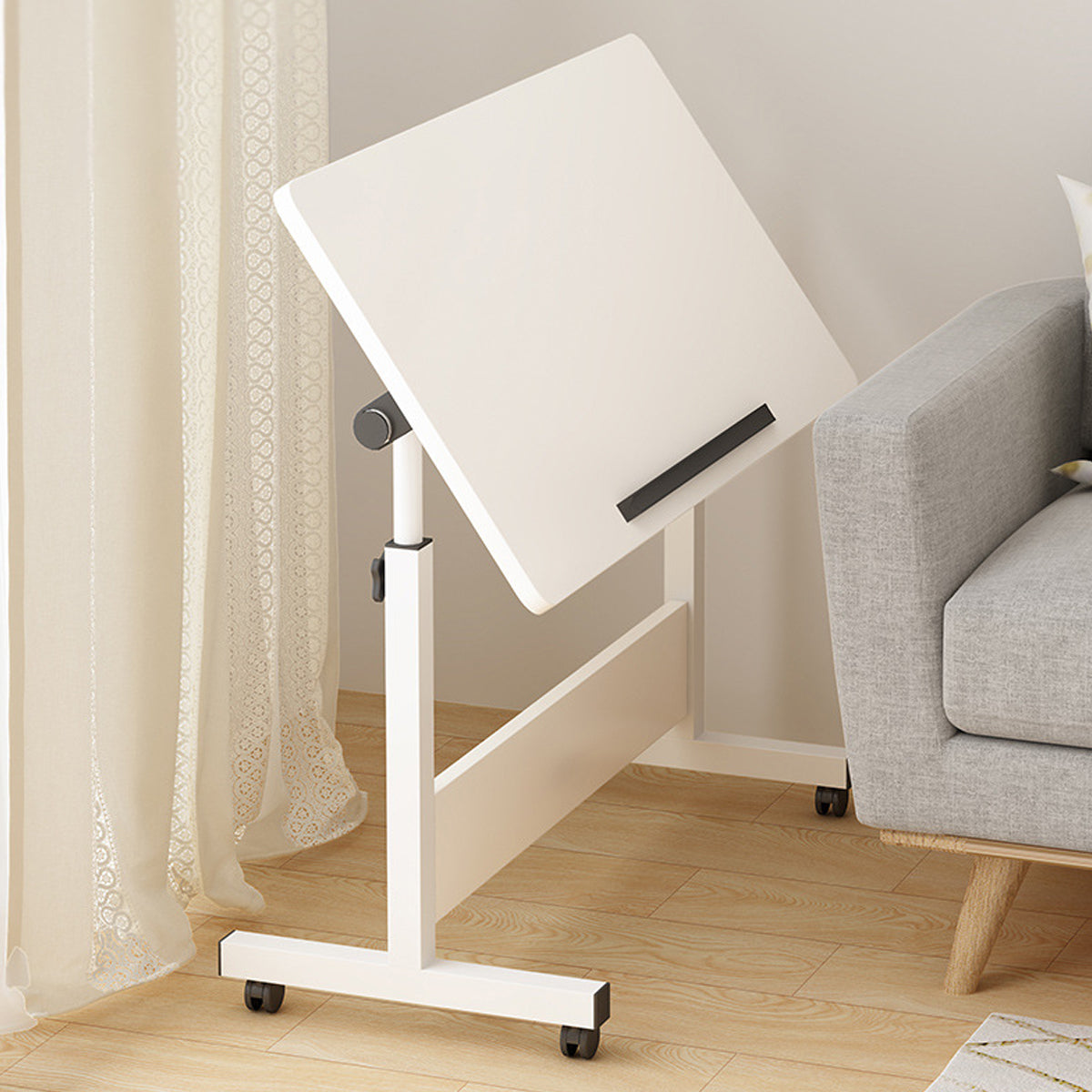 Moveable Foldable Table with Wheels Adjustable Height