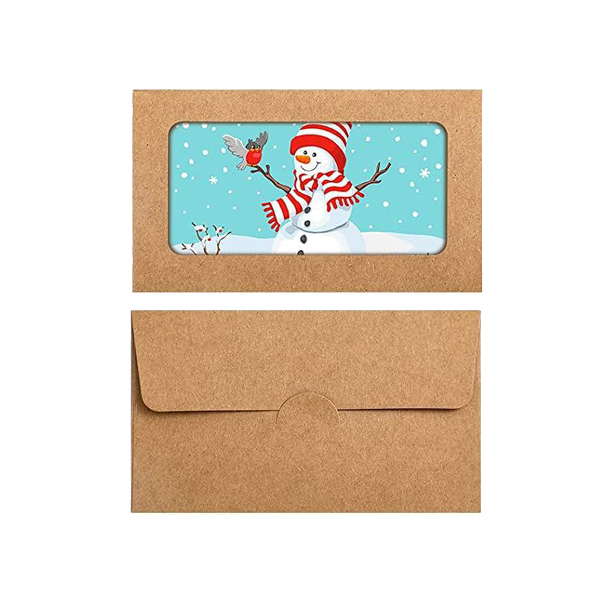 100 Pcs Kraft Window Envelopes Self-Seal