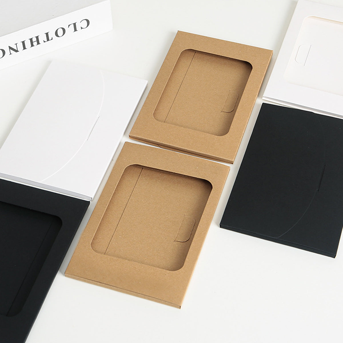100pcs Windowed Cardboard Postcard Mailing Boxes
