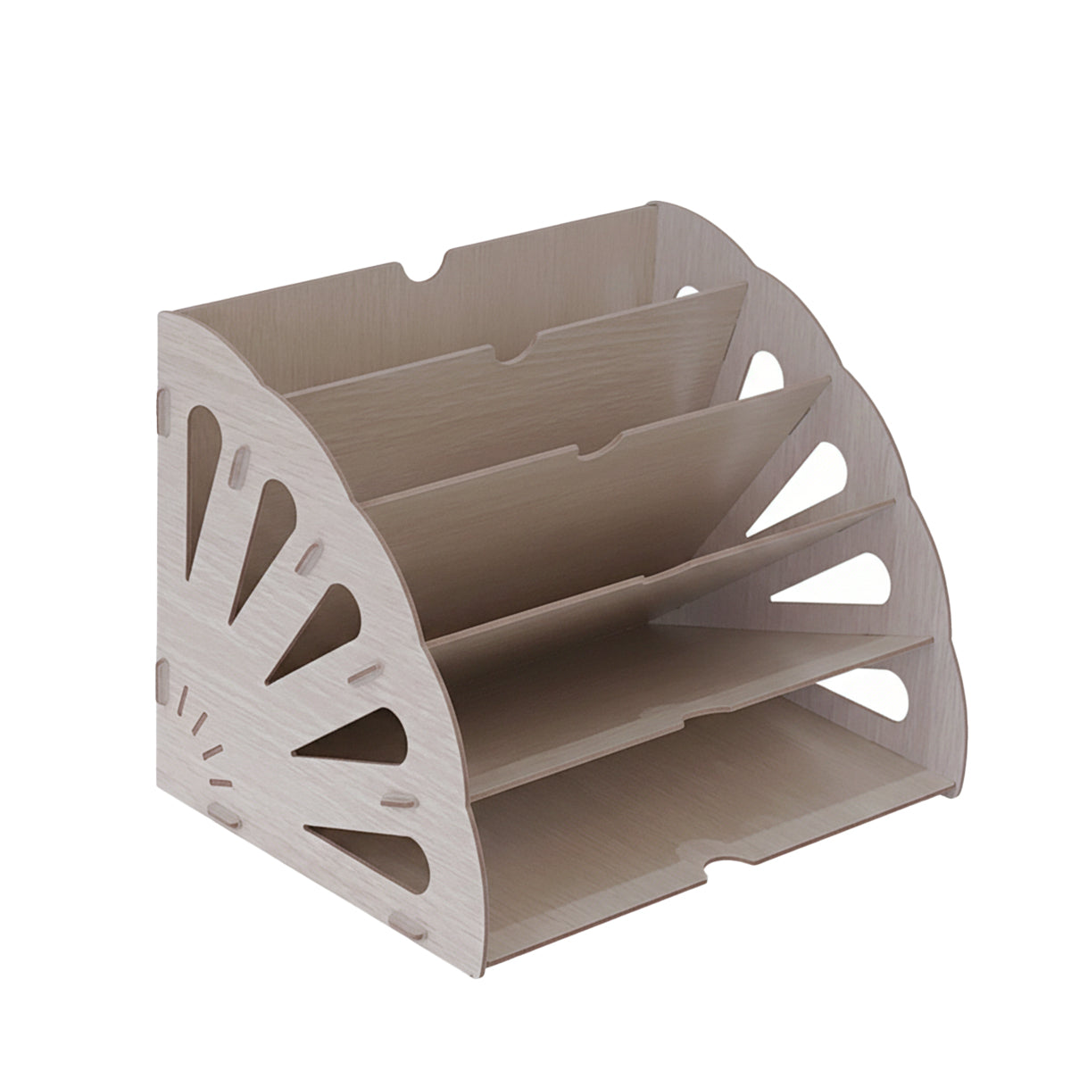 Multi Tier Fan Shaped Wood Desktop Storage Box