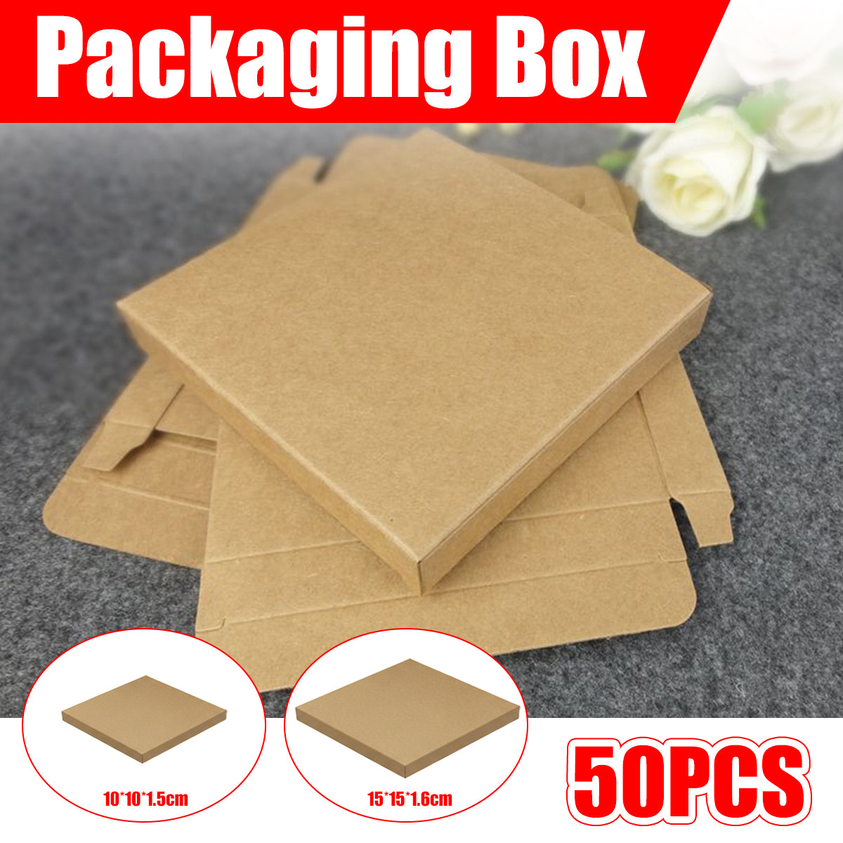 50pcs Brown Kraft Paper Shipping Boxes 2 Sizes
