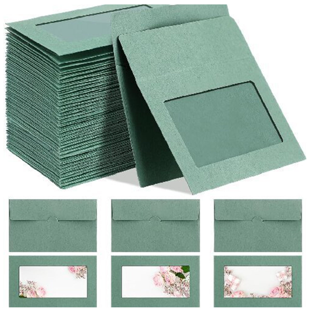100 Pcs Kraft Window Envelopes Self-Seal