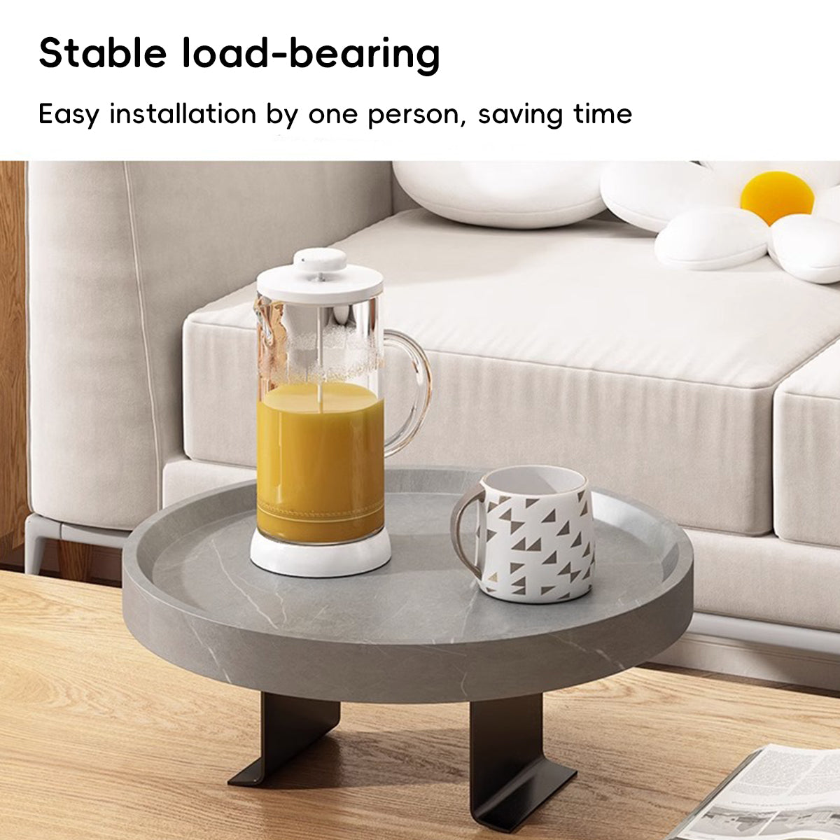 Adjustable Sofa Side Table with Marble Top