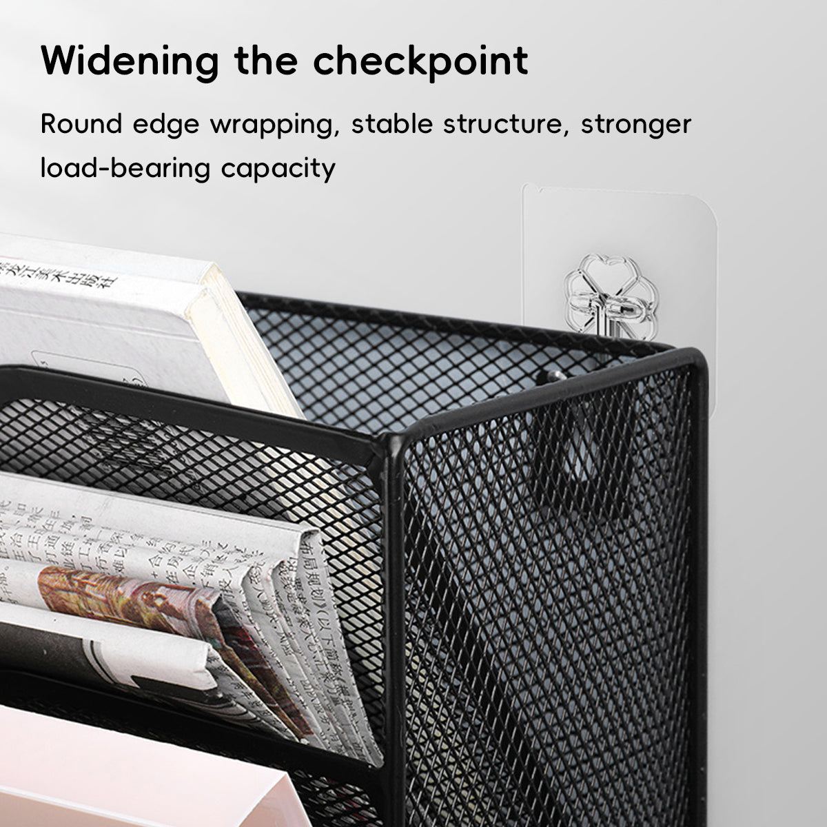 Wall-Mounted 5-Tier Metal Mesh File Organiser Rack