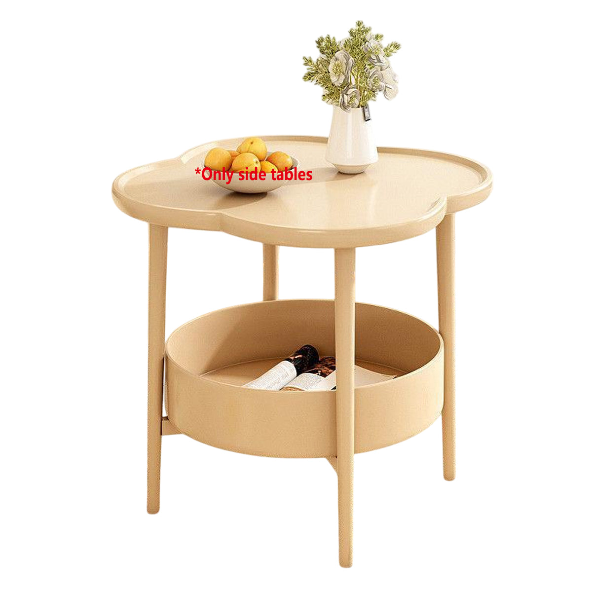 Double Layer Side Table Coffee Table with Clover Top for Break Room