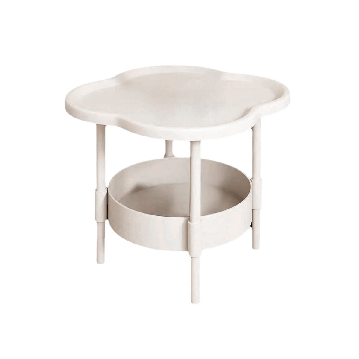 Double Layer Side Table Coffee Table with Clover Top for Break Room