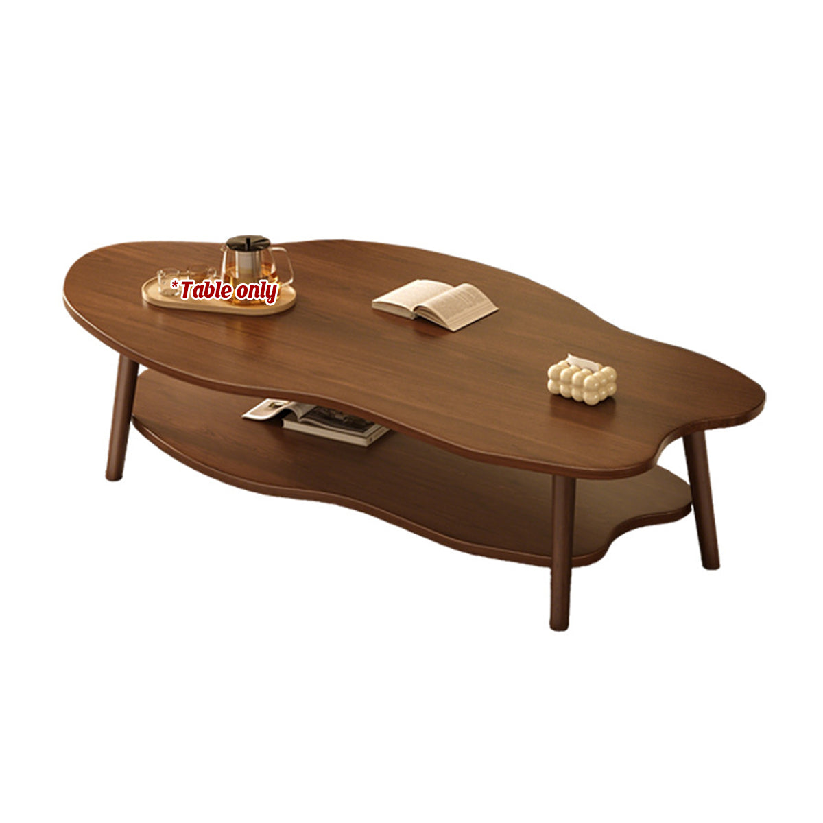Double-Tiered Coffee Table with Organic Shape