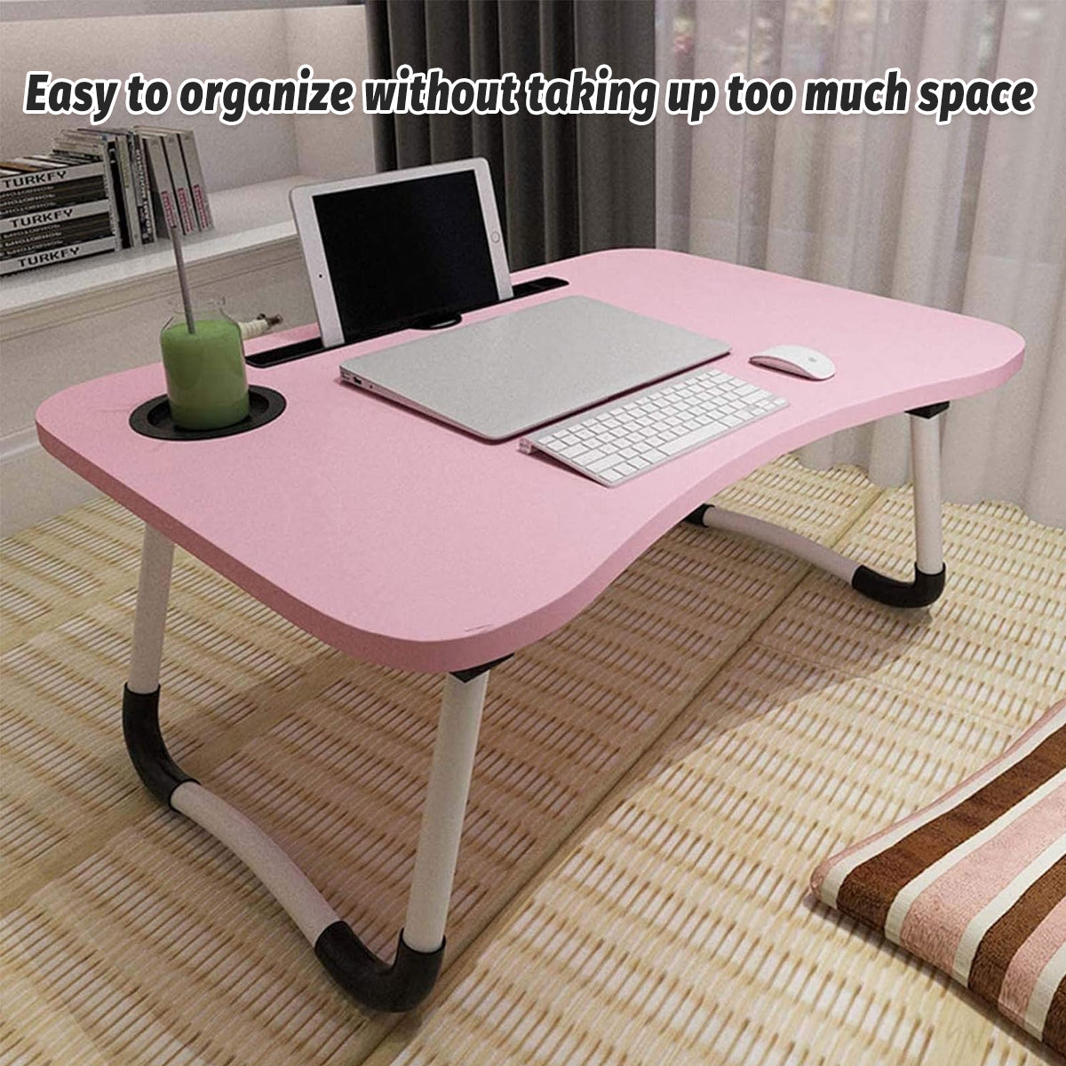 Foldable Overbed Laptop Table with Drawer
