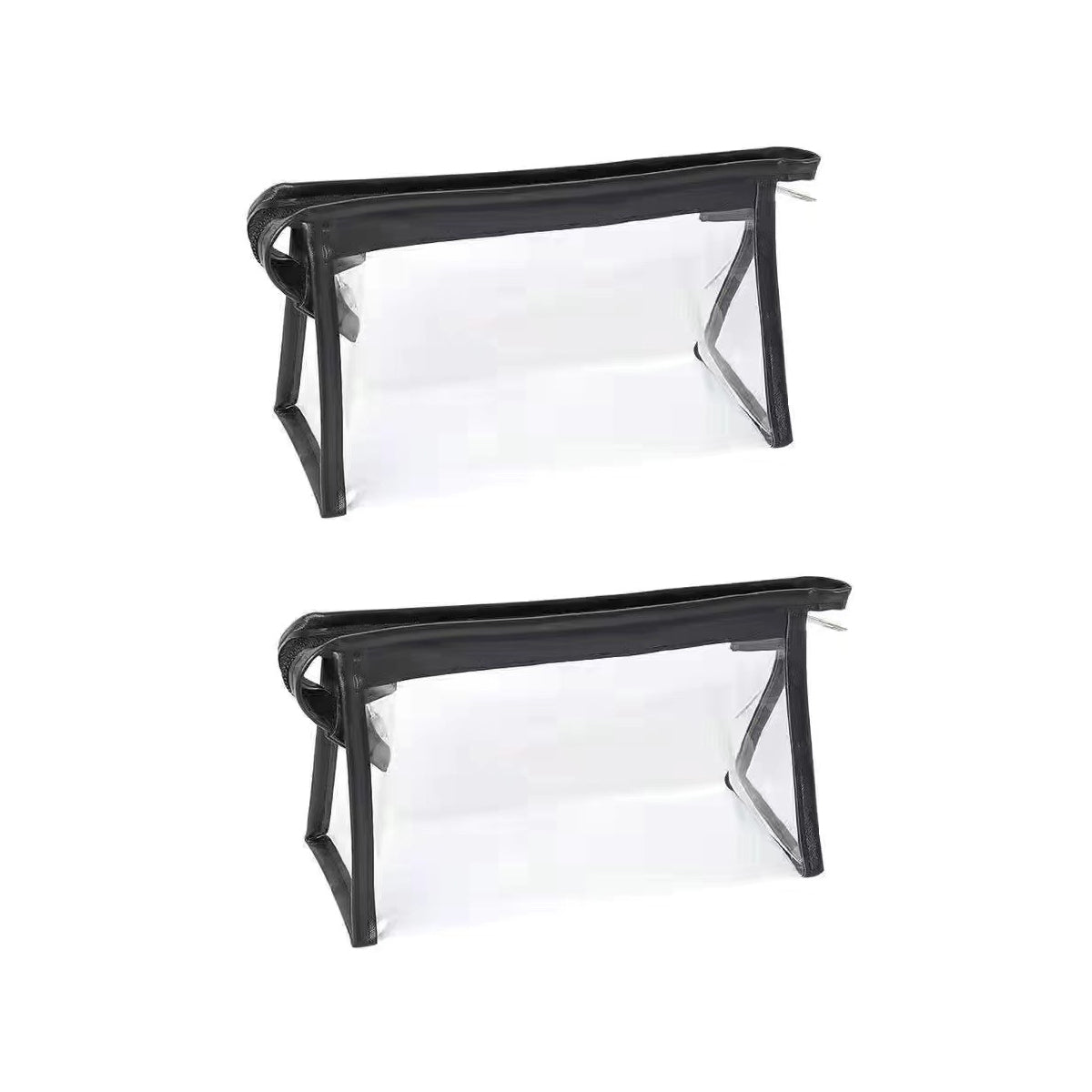 2 Pcs Transparent PVC Pencil Case with Colourful Zipper