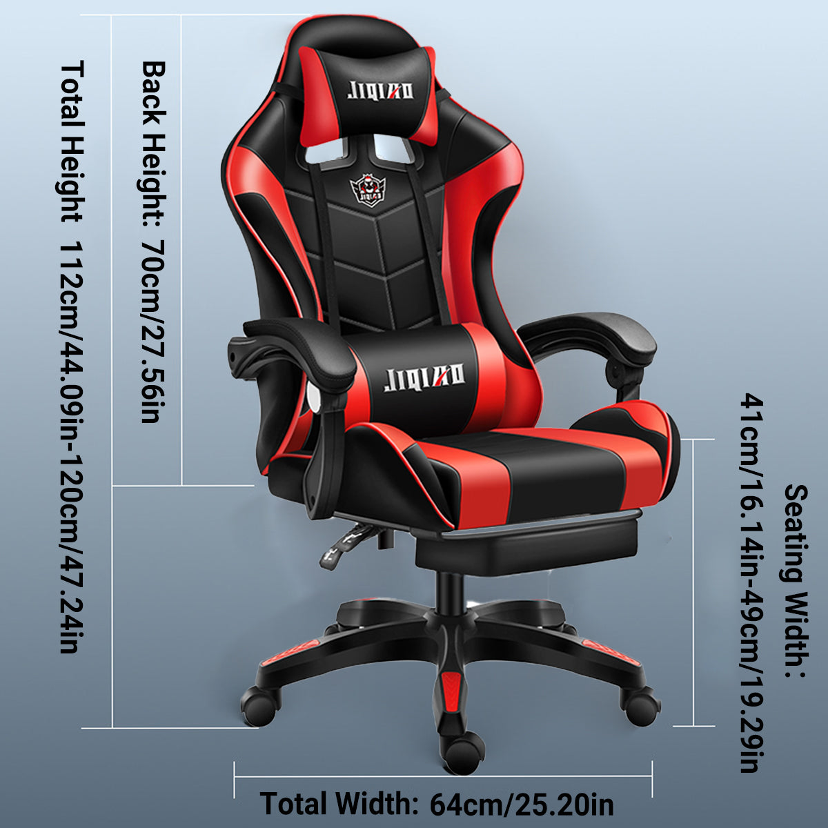 Ergonomic High-Back Gaming Chair Lumbar Headrest