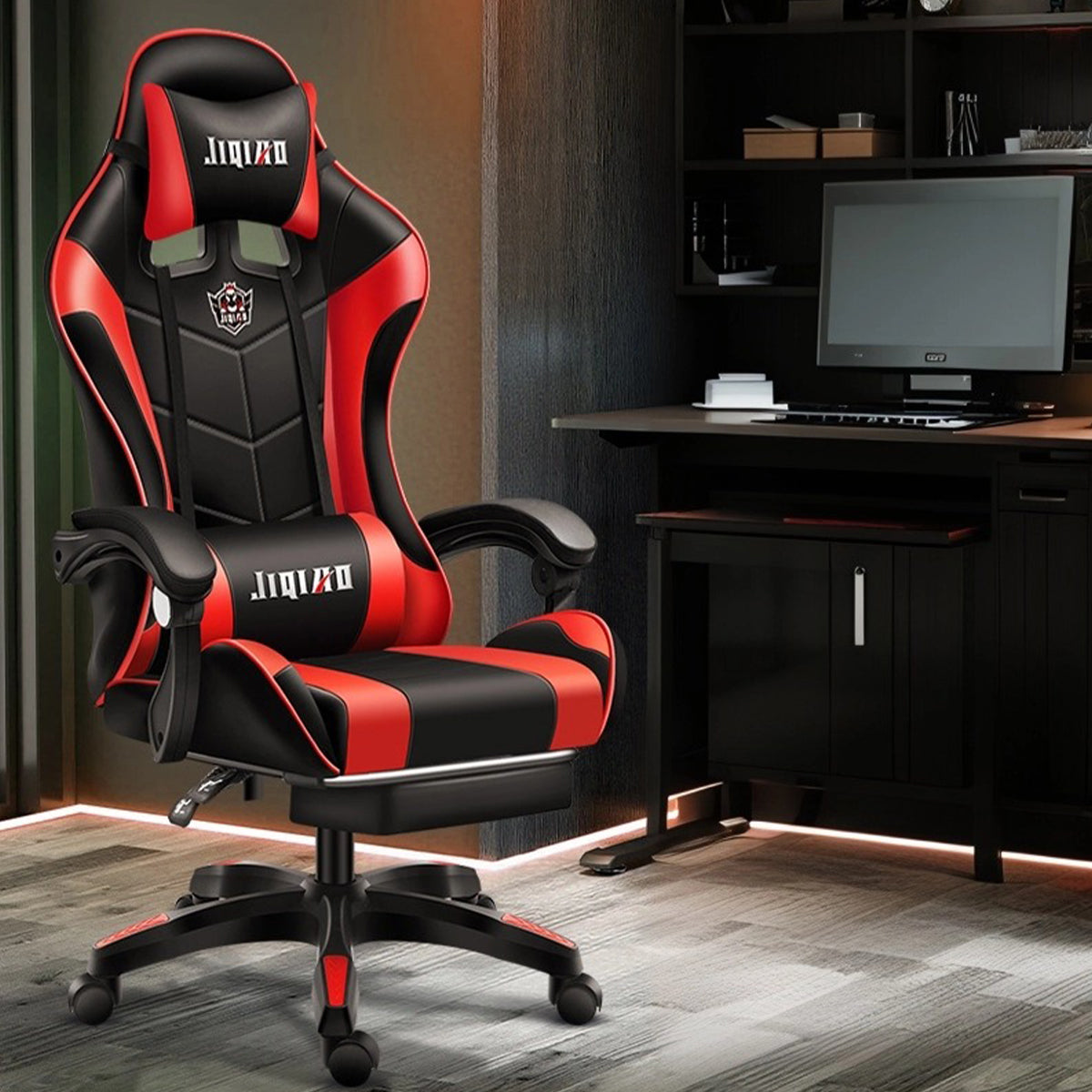 Ergonomic High-Back Gaming Chair Lumbar Headrest