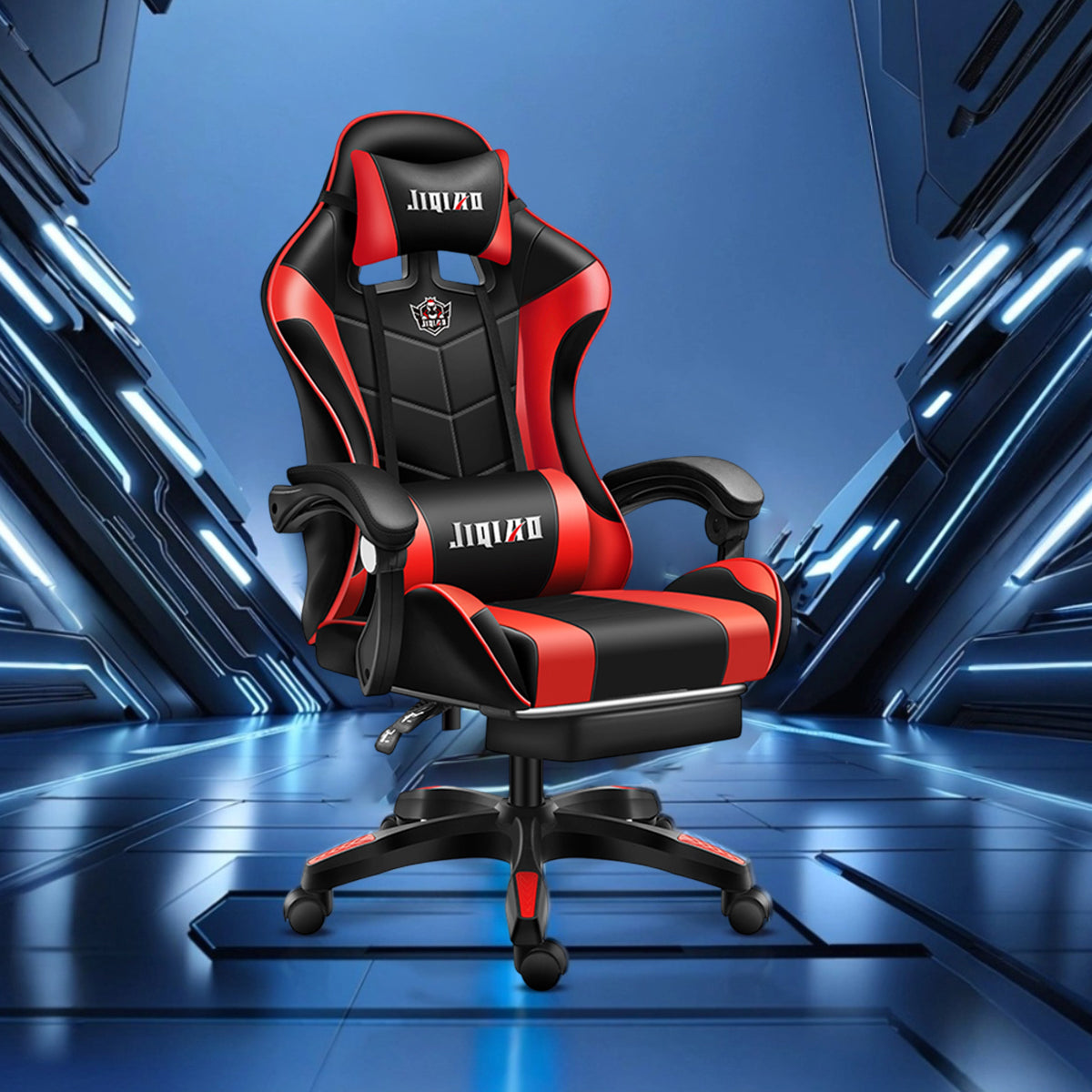 Ergonomic High-Back Gaming Chair Lumbar Headrest