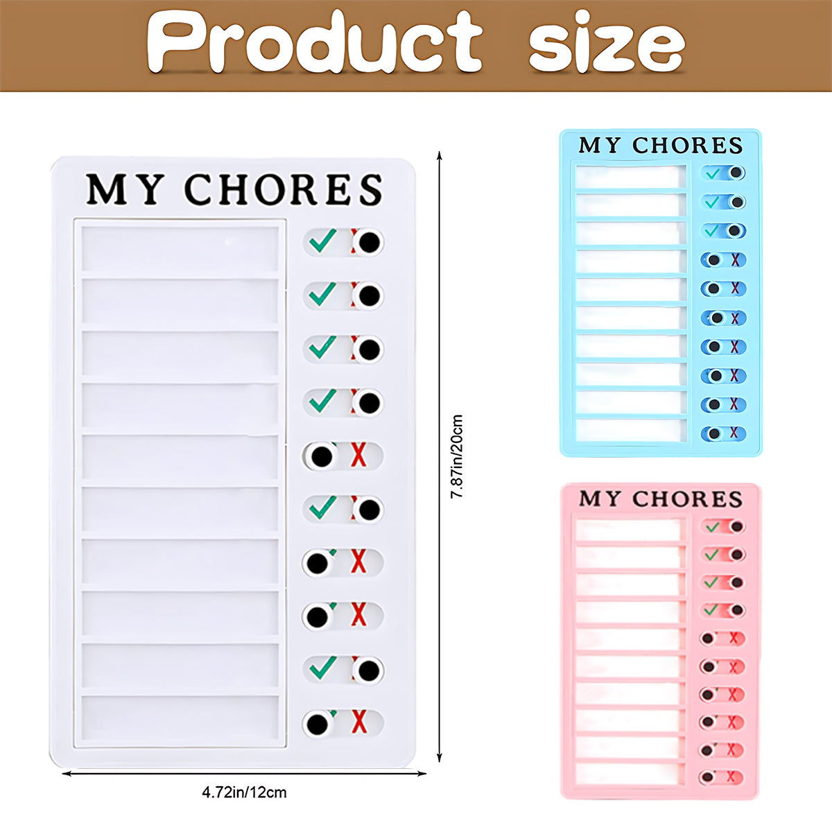 Memo Plastic Board with Slider Checklist for Home or Office