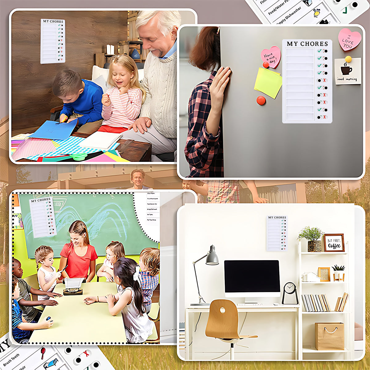 Memo Plastic Board with Slider Checklist for Home or Office