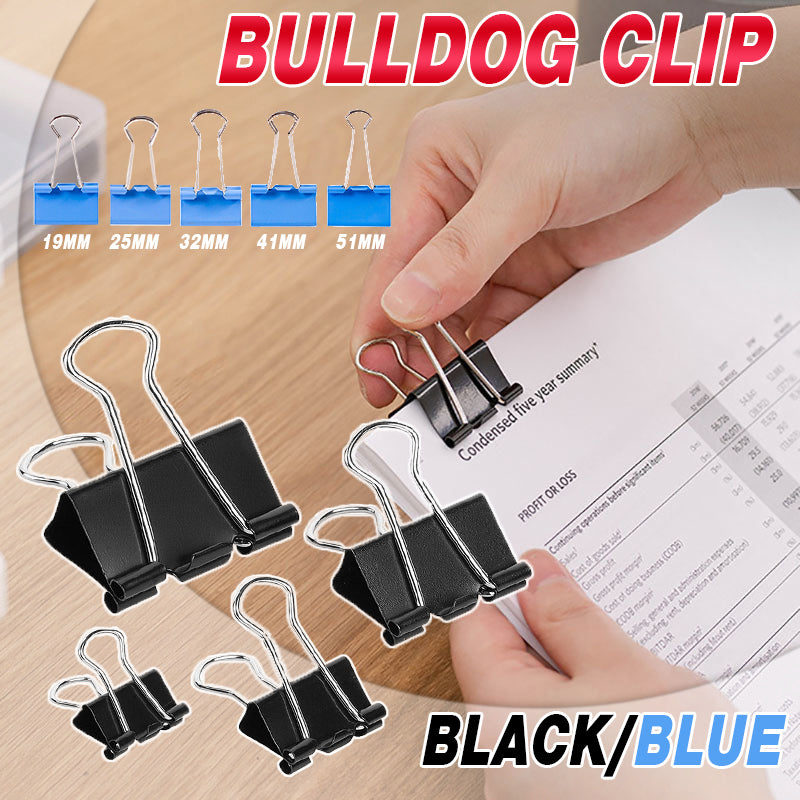 20 Pcs Bulldog Foldback Binder Clips Black Steel with Folding Arms