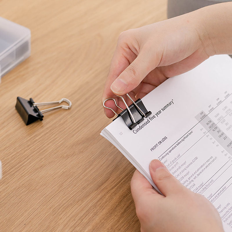 20 Pcs Bulldog Foldback Binder Clips Black Steel with Folding Arms