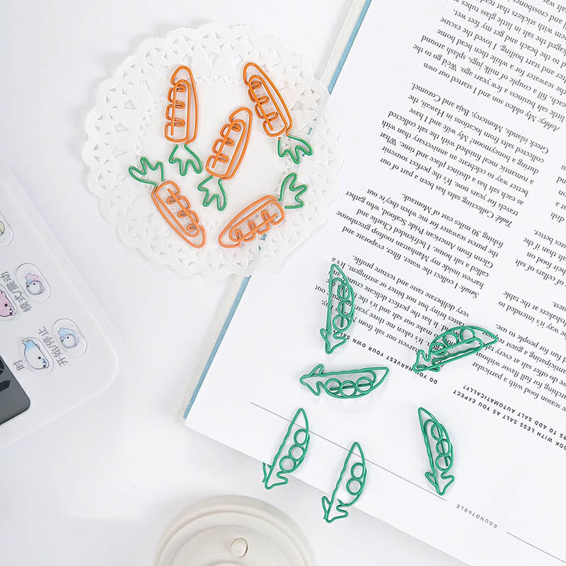 10 Pcs Fruit Shape Paper Clips Colorful Bookmark Office Set