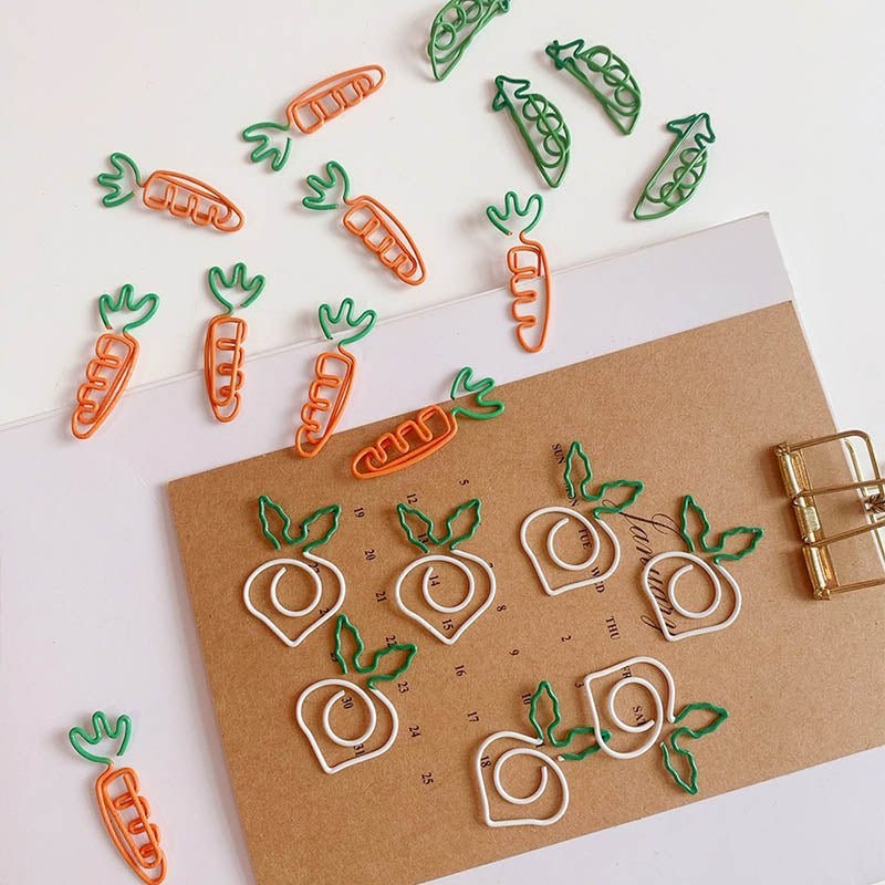 10 Pcs Fruit Shape Paper Clips Colorful Bookmark Office Set