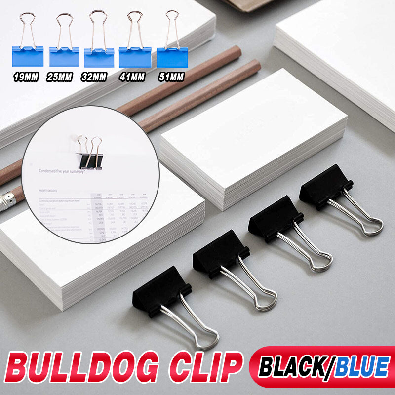 20 Pcs Bulldog Foldback Binder Clips Black Steel with Folding Arms