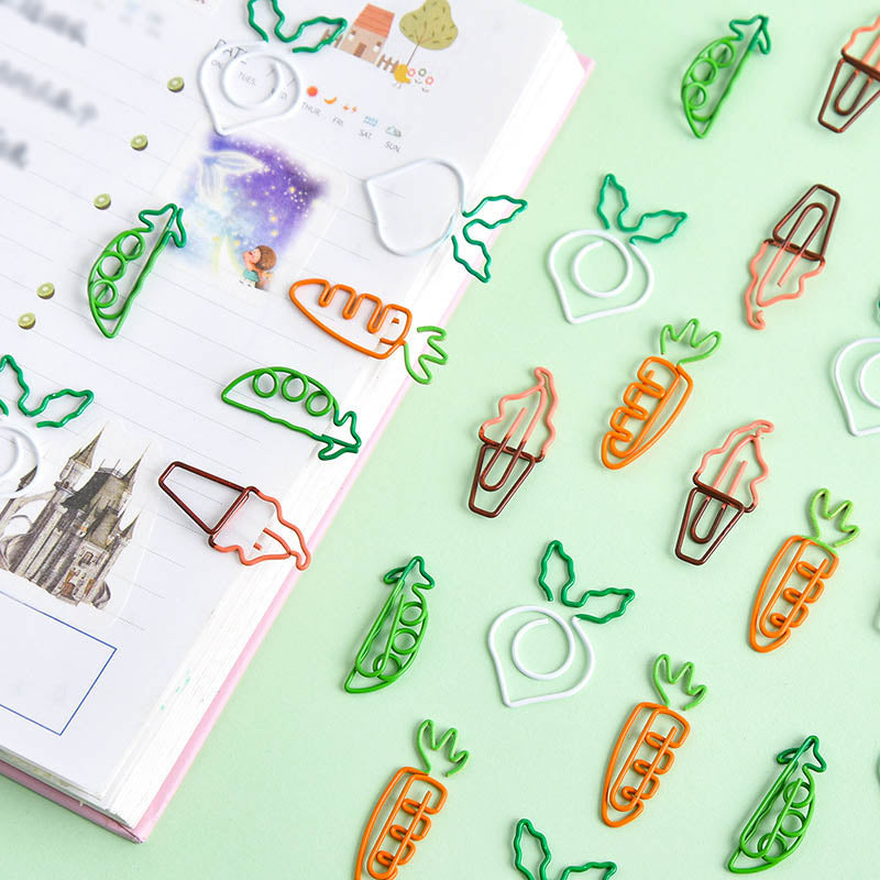 10 Pcs Fruit Shape Paper Clips Colorful Bookmark Office Set