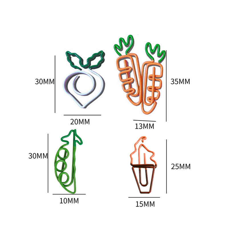 10 Pcs Fruit Shape Paper Clips Colorful Bookmark Office Set