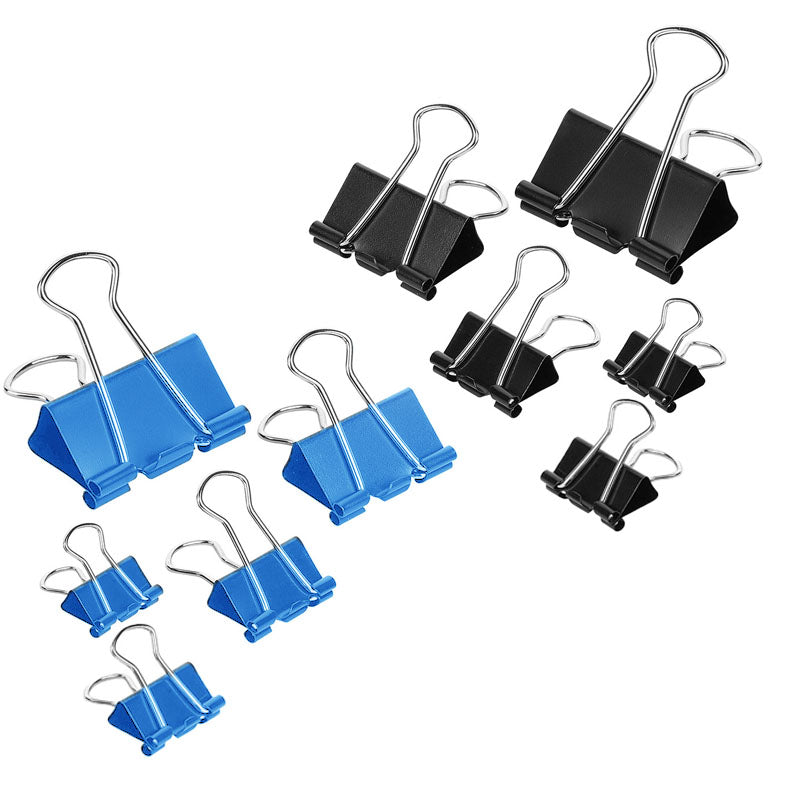 20 Pcs Bulldog Foldback Binder Clips Black Steel with Folding Arms